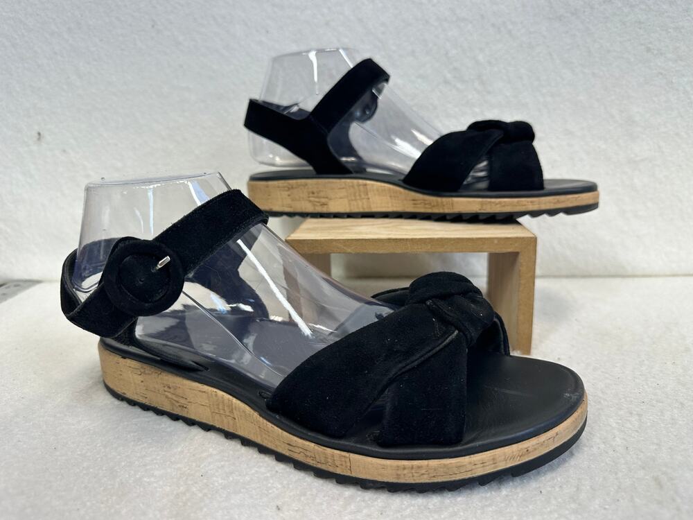 Paul Green Trento Ankle Strap Black Suede Platform Sandal SZ 7.5 NWOT